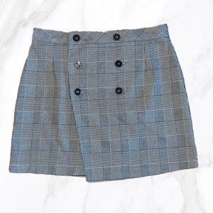 Zara Basic‎ Collection Women's Black Plaid Buttoned Wrap Skirt, Size L